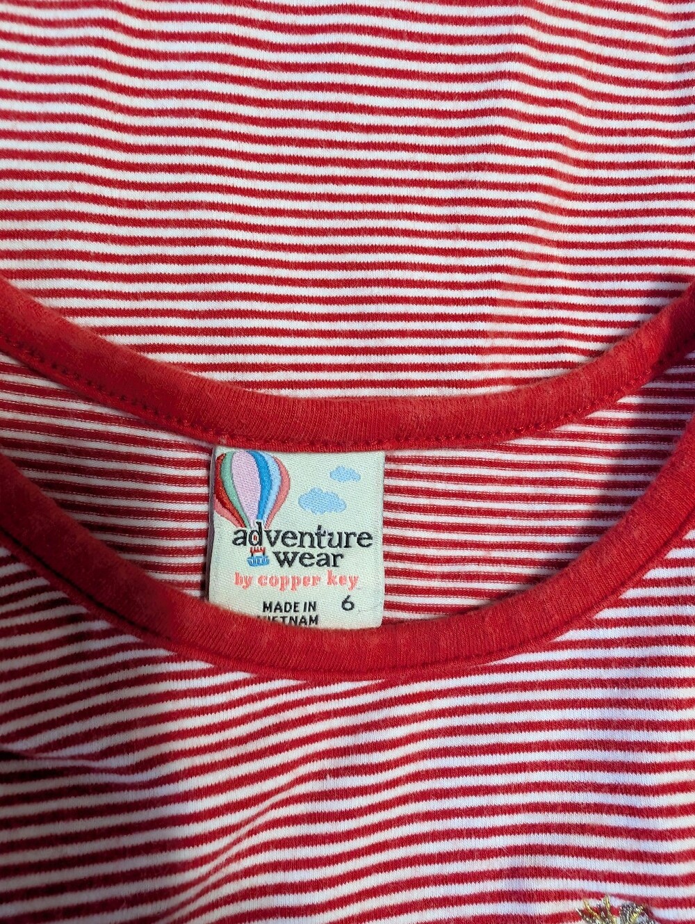 Adventure Wear By Copper Key Red, White, & Blue Striped Ruffle Top Size 6 - Picture 6 of 7